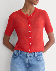 The Air Alpaca™ Short-Sleeve Cardigan | Fiery Red