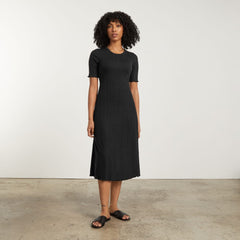 The Open Back Rib Dress | Black
