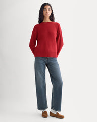 The Cotton Honeycomb Square Crew | Berry Red