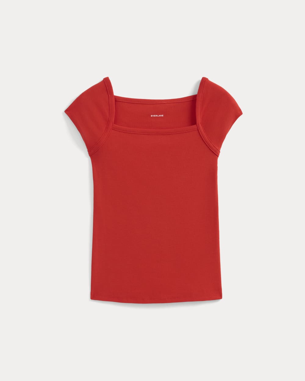 RetroSoft Cotton Square-Neck Tee | Fiery Red