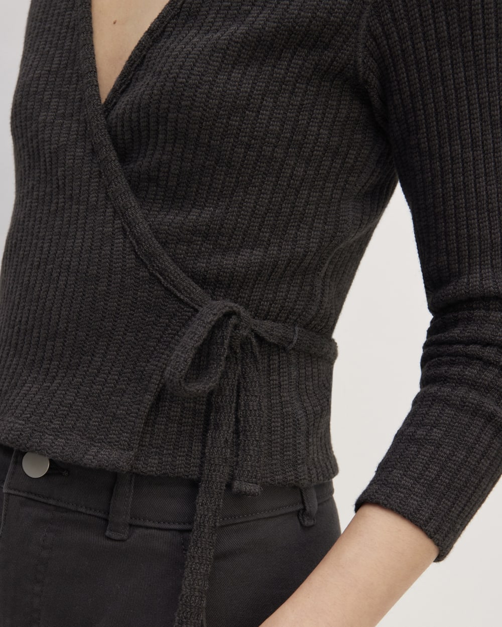 The Cozy Rib Wrap Top | Black