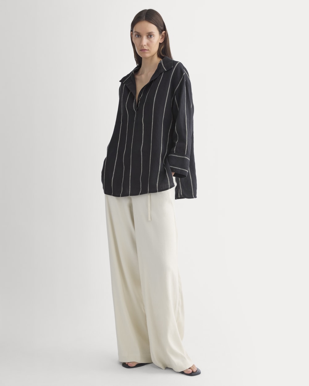 Popover Shirt in Linen | Black