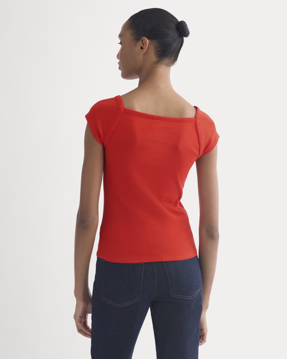 RetroSoft Cotton Square-Neck Tee | Fiery Red