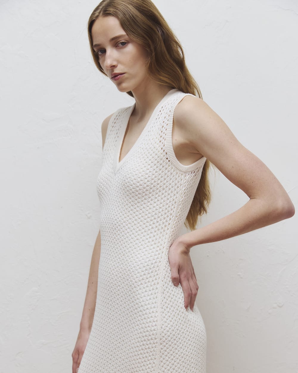 Lace Knit Maxi Sweater Dress | Bone