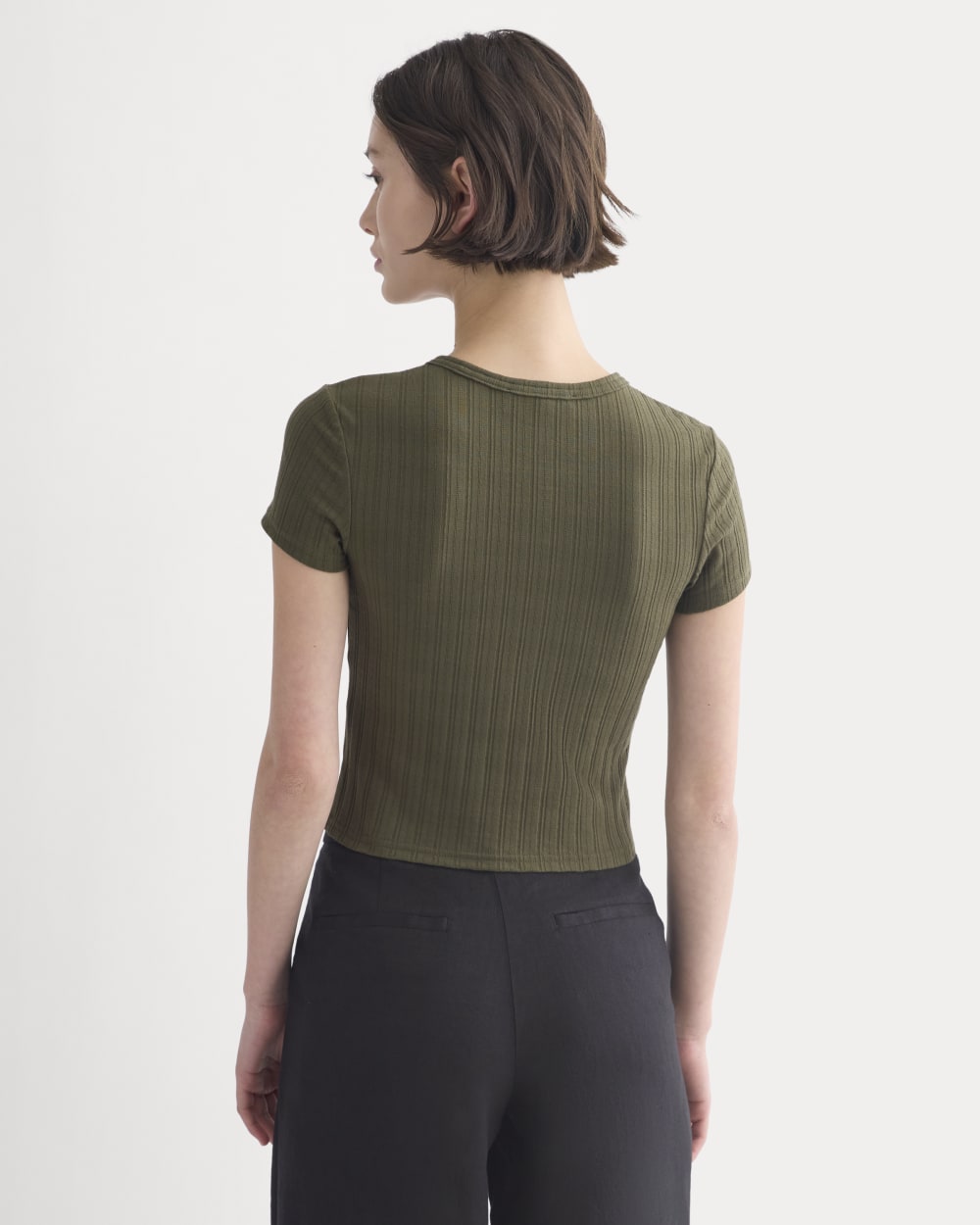 Cropped Crew in Pointelle | Olive Night