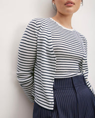 The Cardigan in Ultrasoft Merino | Bone/Navy