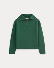 Double Knit Half-Zip in Cotton Merino | Hunter Green