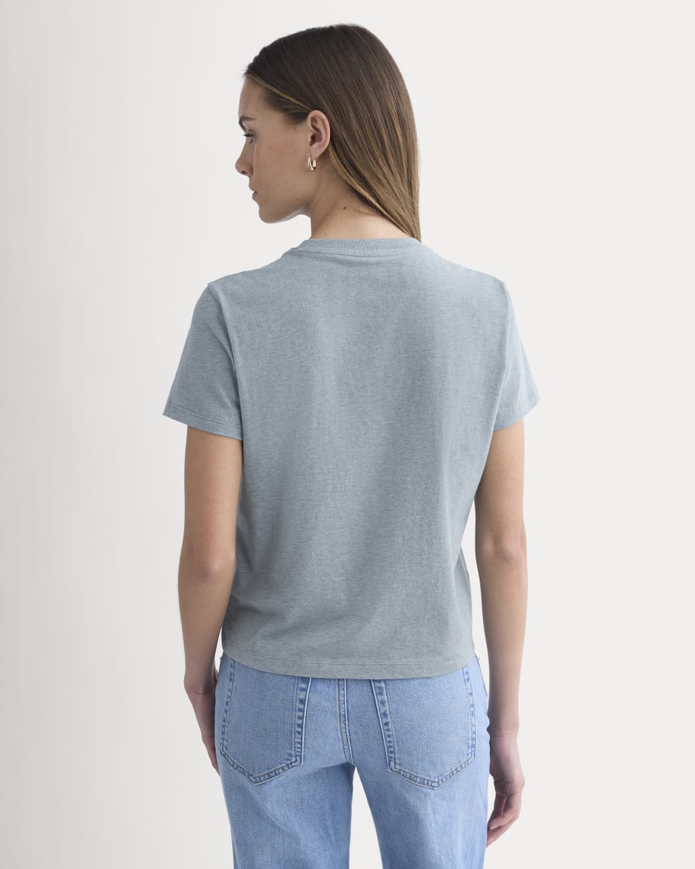 The Box-Cut Tee in Essential Cotton | Heathered Sea | No Pocket