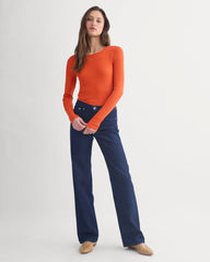 The Luxe Rib Long-Sleeve Crew | Rust