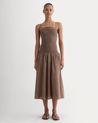 The Gauze Open-Back Dress | Mocha