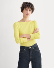Luxe Rib Boatneck Top | Celandine