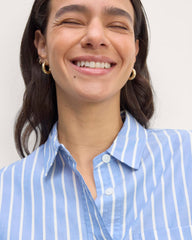 The Way-Short Shirt in Silky Cotton | Mariner Blue / White
