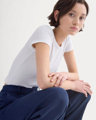 Cropped Crew in Pointelle | White